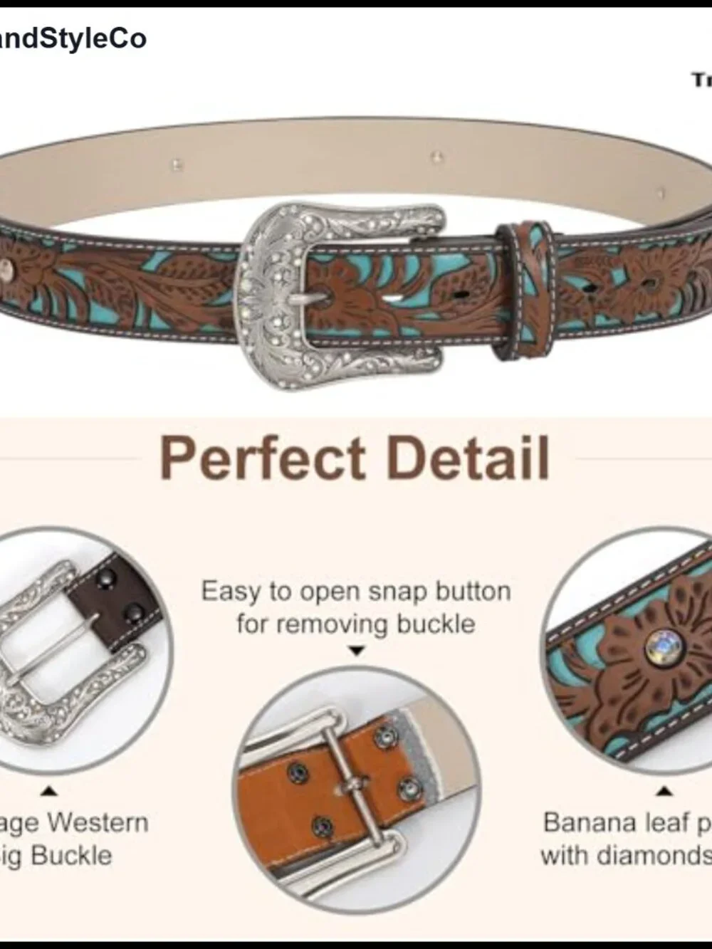 Western Belt for Women Cowgirl Bling Rhinestone PU Leather Interchangeable
